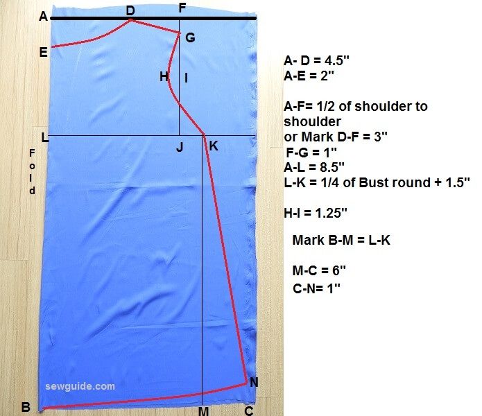 Pattern markings for an Aline dress