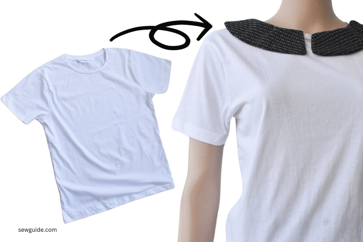 add flat collar to tshirt upcycle