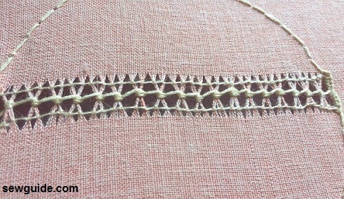 knotted drawn thread embroidery