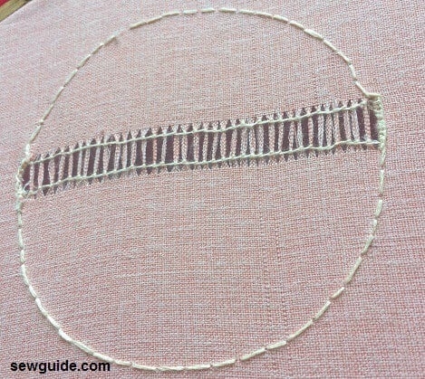 make knots at the bottom edge as well for the drawn thread embroidery