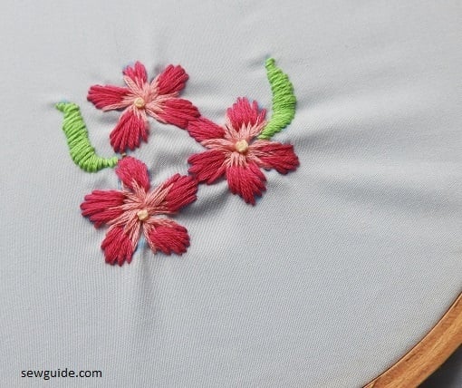 Petals filled with two colors of embroidery floss