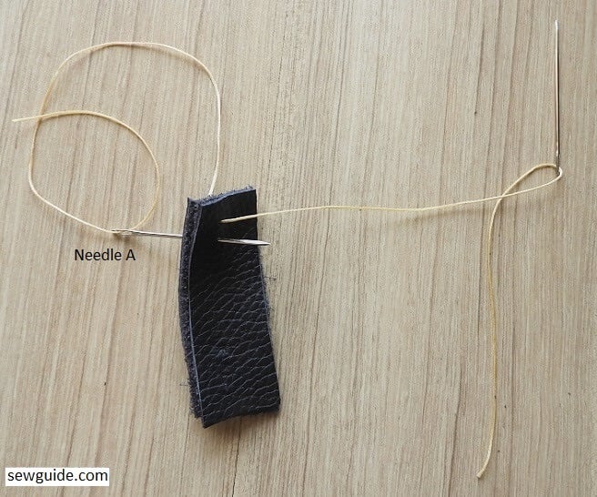 using two needles to hand stitch leather