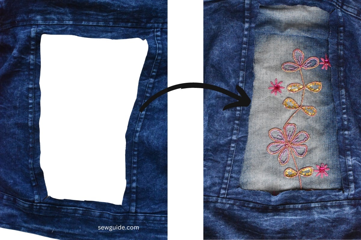 the embroidered panels added to the jean jacket