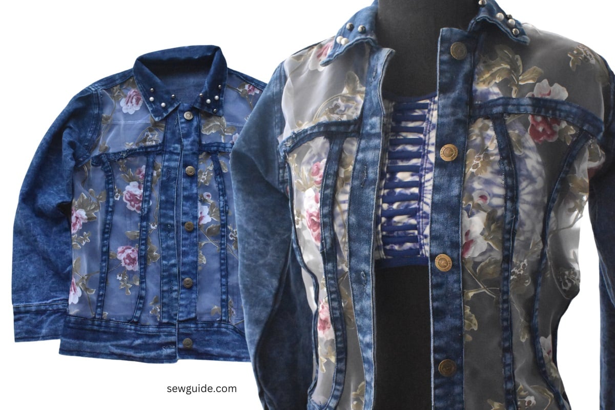 jean jacket with the organza panels