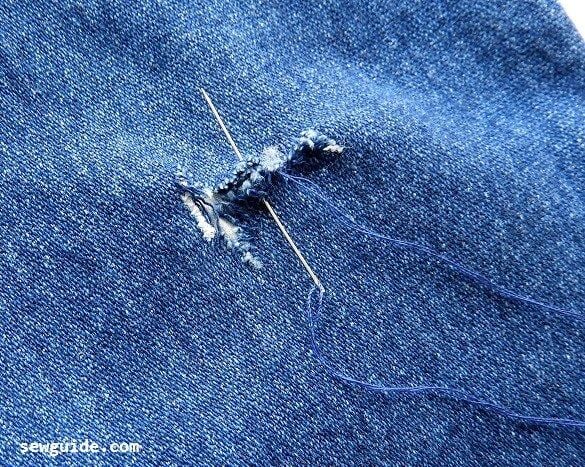 sew holes in jeans 