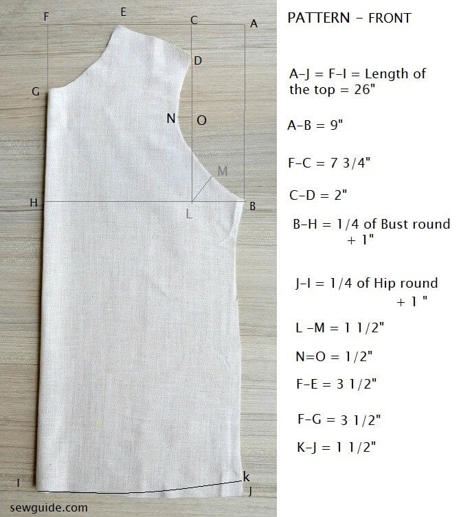 front pattern -top sewing pattern