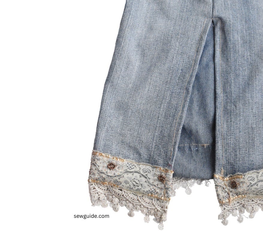 slit on the back of the jeans skirt