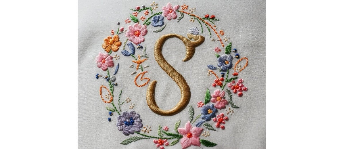 Monogram with embroidery done around it