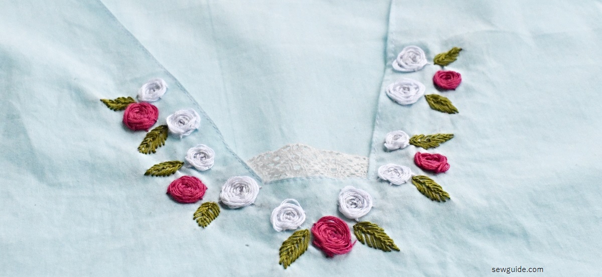 flower embroidery on the neckline