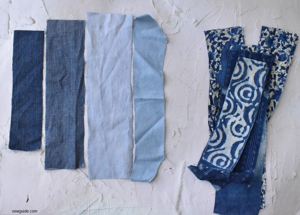 Strips of fabric needed to make the jeans patch