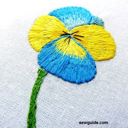 thread painting pansy flower