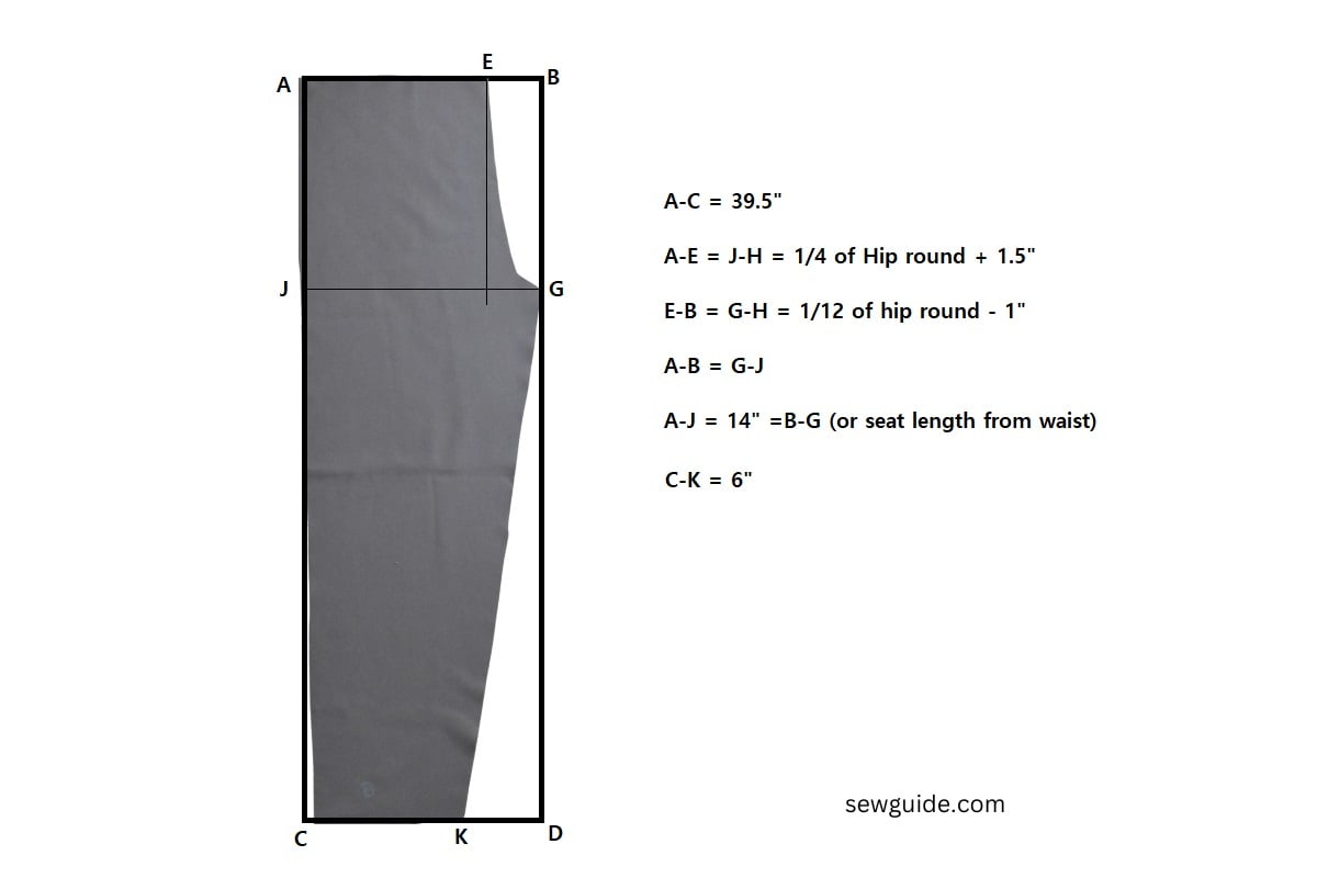 backleg pattern for the paper bag pants