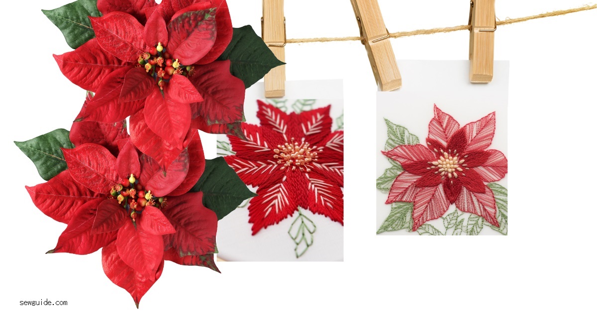 poinsettias embroidered 