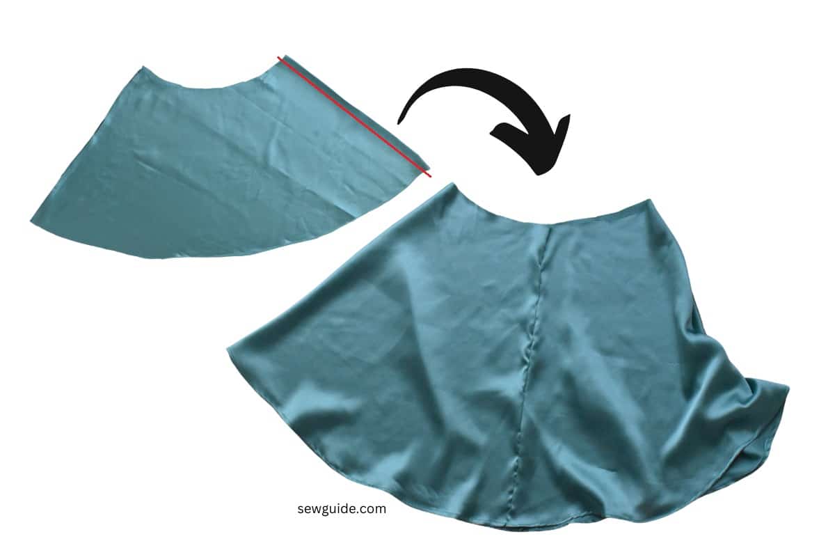 Sew the sides of the skirt 