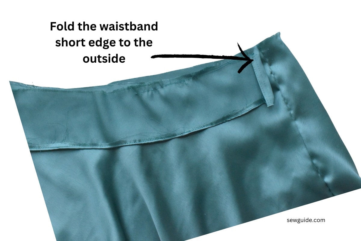 fold waistband of the pull on skirt 