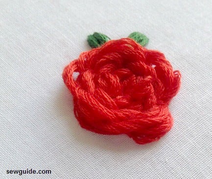 how to make a rose in embroidery - with spider web style