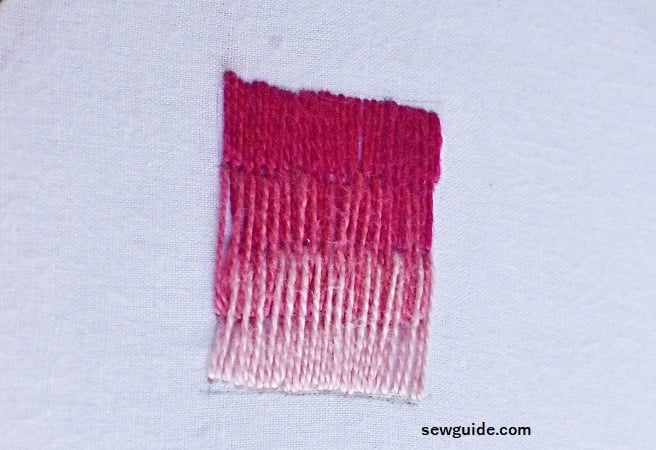 thread painting with long and short stitch