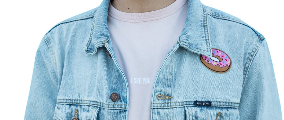 jean jacket with an applique of a donut