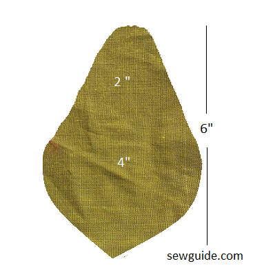 Cut pear shape from a 6 inch tall fabric