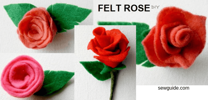 diy felt roses made with red and rose felt