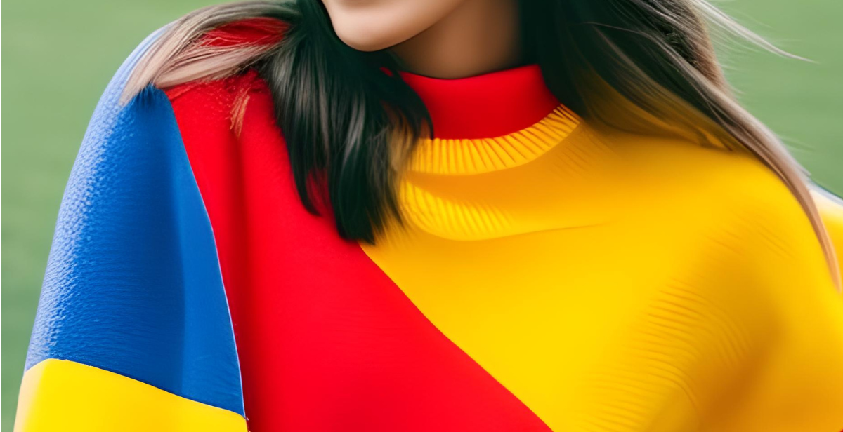 representative AI image of clothing of red yellow and blue color combination